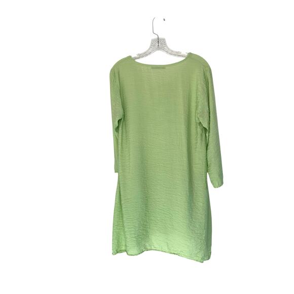 Cut Loose Blouse Green 3/4 Sleeve Ruched Lightweight Lagenlook Shirt Small - Picture 9 of 12
